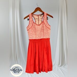 Hunter Dixon NY Red/orange Sleeveless Pleated Dress Size 4